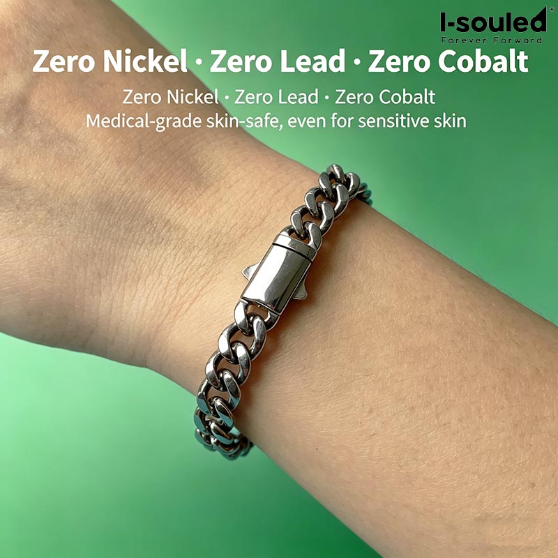 Ceramic Link Bracelet - 7mm チタン製キューバンリンクチェーンブレスレット メンズ用 医療グレード ニッケルフリー 低刺激性