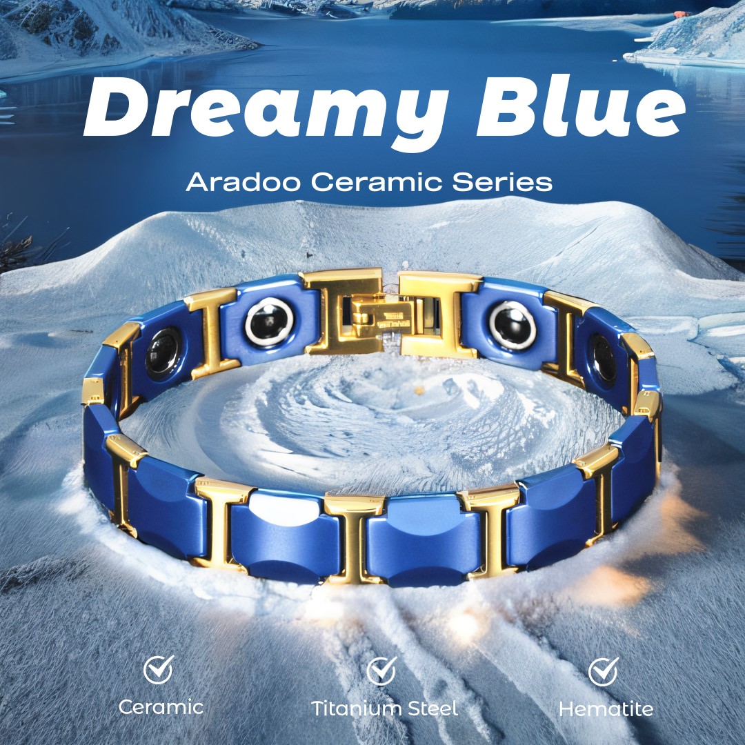 Ceramic Link Bracelet - 夢のようなブルーセラミックブレスレット,チタン鋼,磁気ヘマタイト,ラグジュアリーリンク,チャームブレスレット