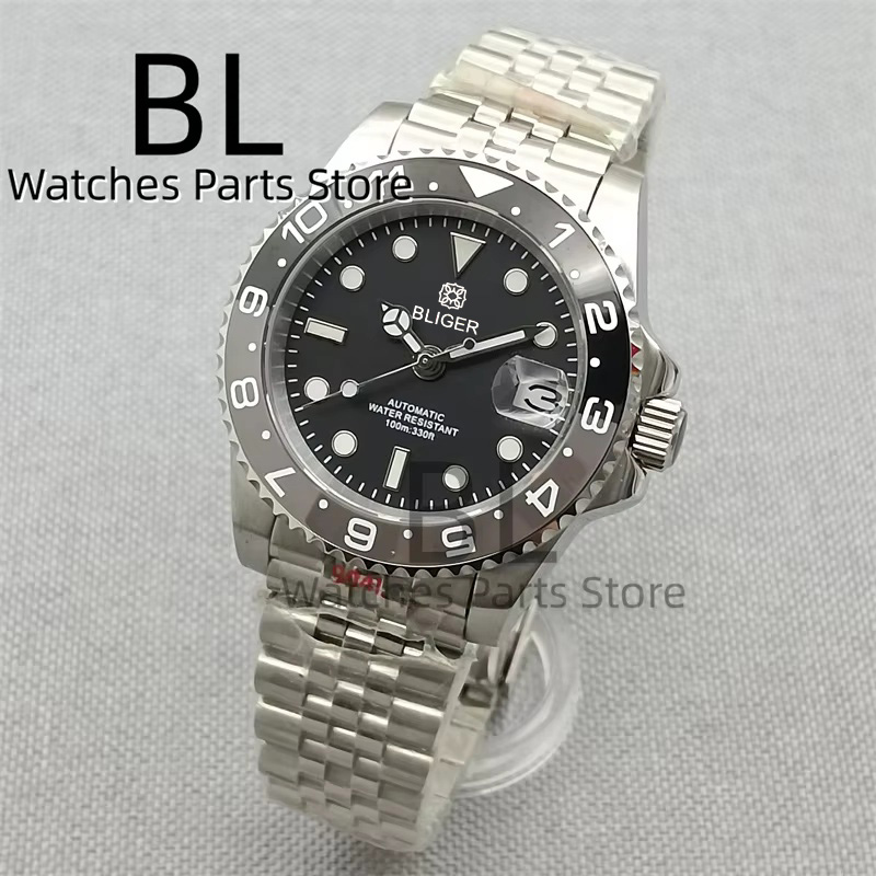 Ceramic Link Bracelet - BLIGER 40mm メンズ腕時計 NH35 自動巻き ブラック
