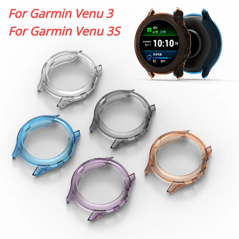 Silicone Band Replacement - Garmin Venu 3 3S スマートウォッチ用TPU保護ケースカバー クリアソフトシリコンバンパー