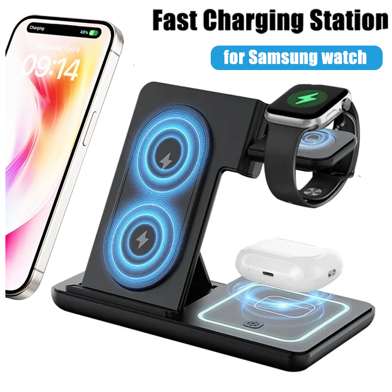 Watch Charger Cable - 3 in 1 折りたたみ式ワイヤレス充電器デスクスタンド Samsung S24