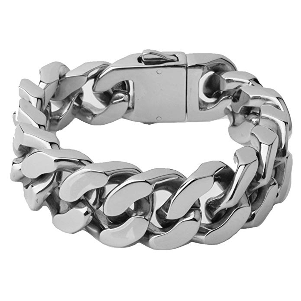 Ceramic Link Bracelet - 男性と女性のためのステンレス鋼のキューバチェーンブレスレット、重いパンク、レトロなブレスレット、ヒップホップ、ゴールドカラー、バイカーバイクのリストバンドジュエリー、20mm