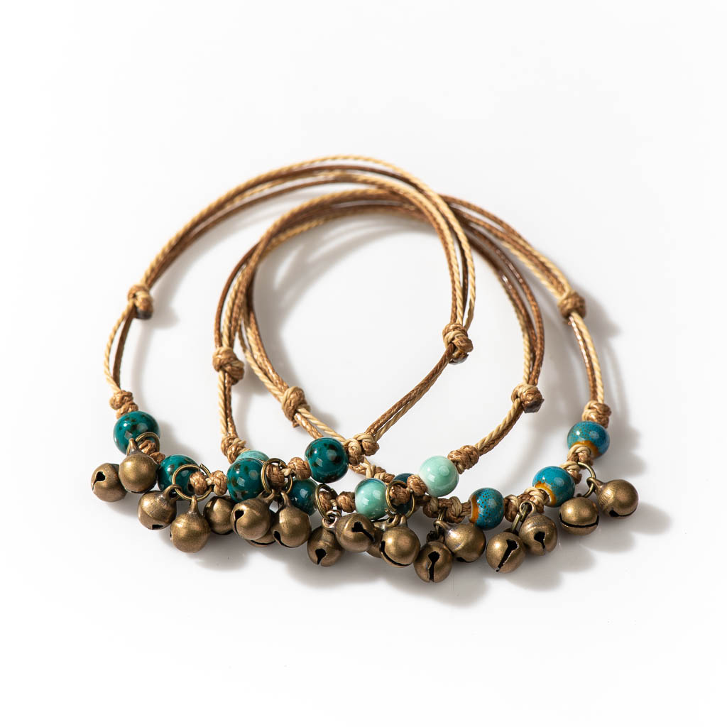 手作りセラミックレトロスタイルビーズ調節可能なサイズのブレス - Ceramic Link Bracelet のレビューと価格