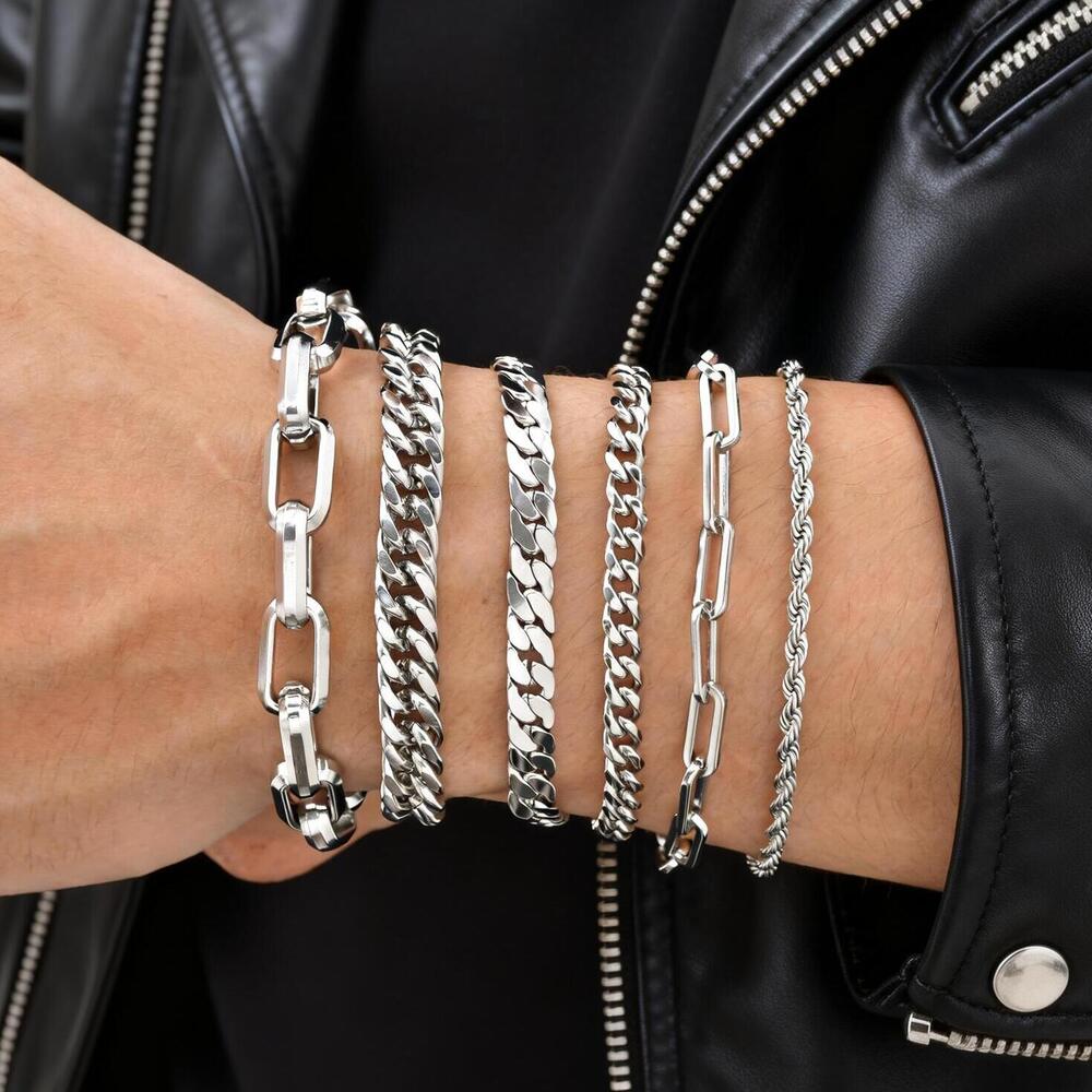 パンクシルバーカラーのメンズチェーンブレスレット、ヒップホッ - Ceramic Link Bracelet のレビューと価格