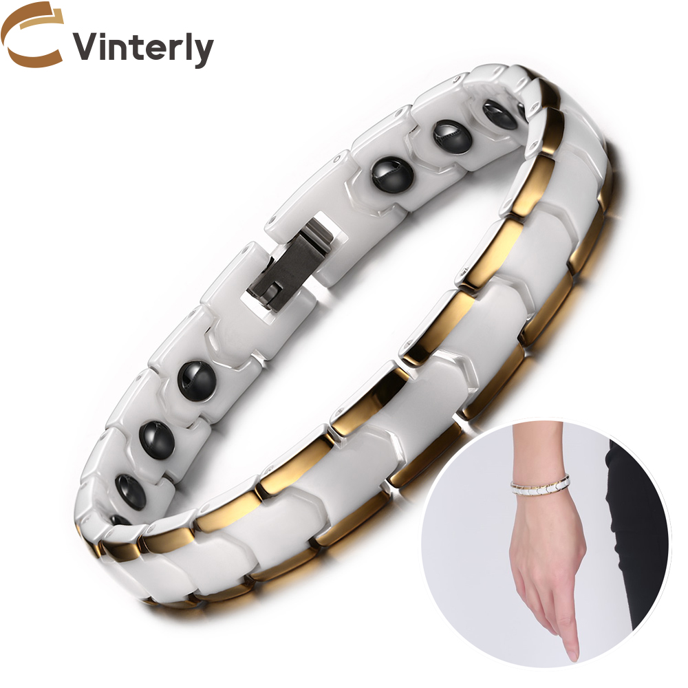 Vinterly-女性用磁気ブレスレット,ゴールドカラーチェ - Ceramic Link Bracelet のレビューと価格
