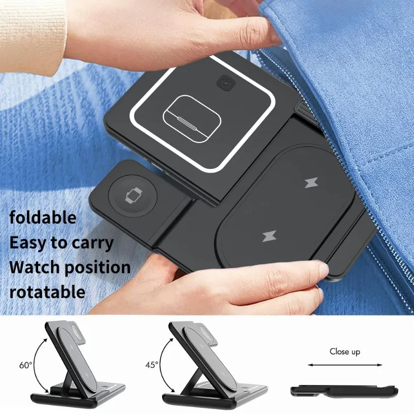 3 in 1 折りたたみ式ワイヤレス充電器デスクスタンド S - Watch Charger Cable のレビューと価格