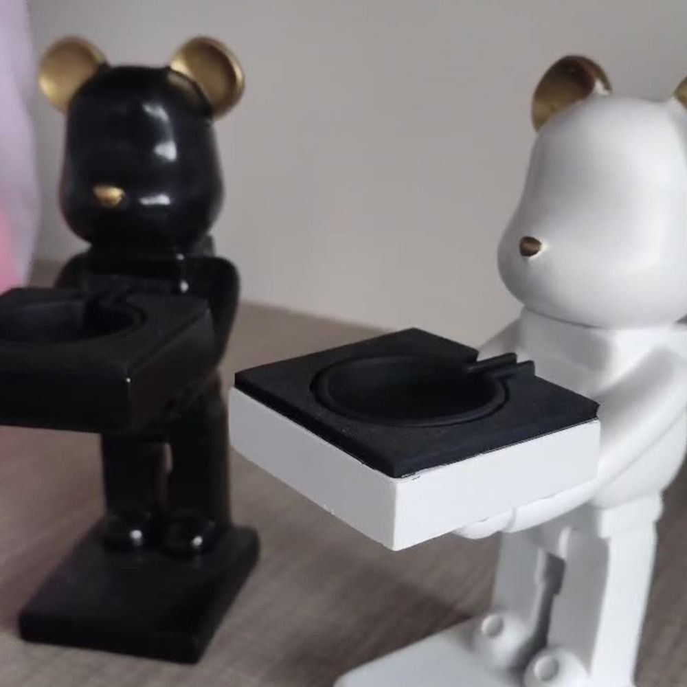 多色の漫画風クマのウォッチホルダー、樹脂製フィギュアディスプ - Wireless Charger Watch のレビューと価格
