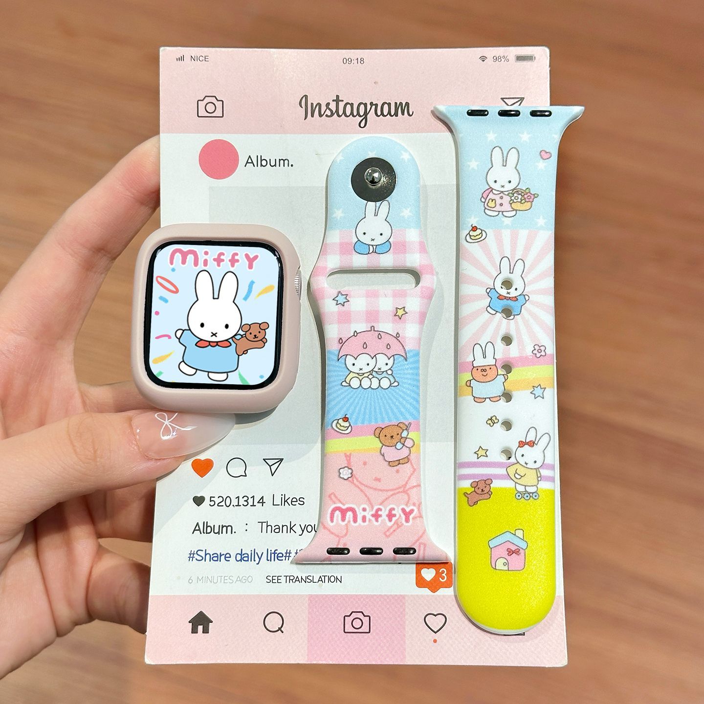 ドーパミンカラー ミッフィー シリコン時計バンド かわいい  - Silicone Band Replacement のレビューと価格