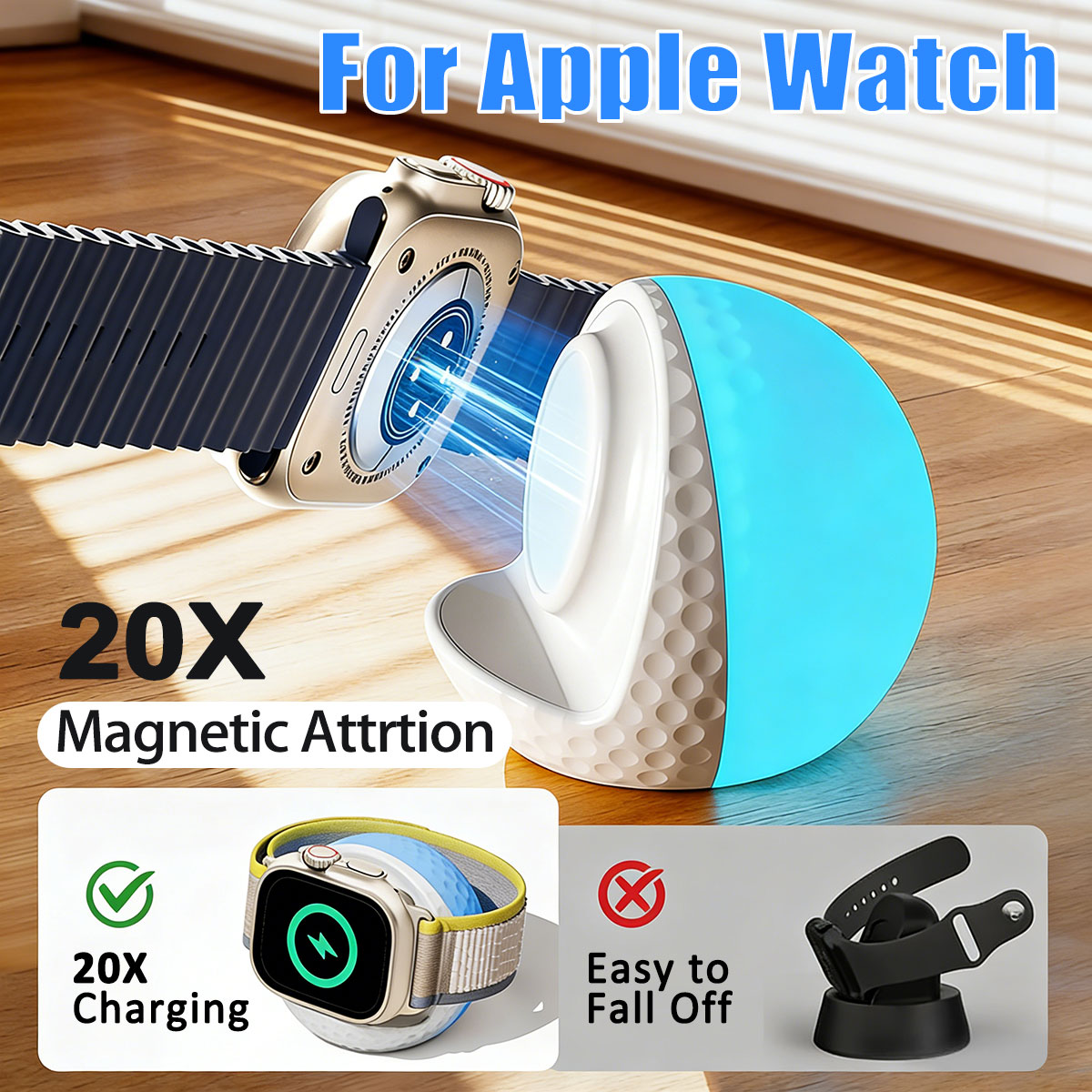 ポータブルRGB照明付きワイヤレス充電スタンド Apple  - Wireless Charger Watch のレビューと価格