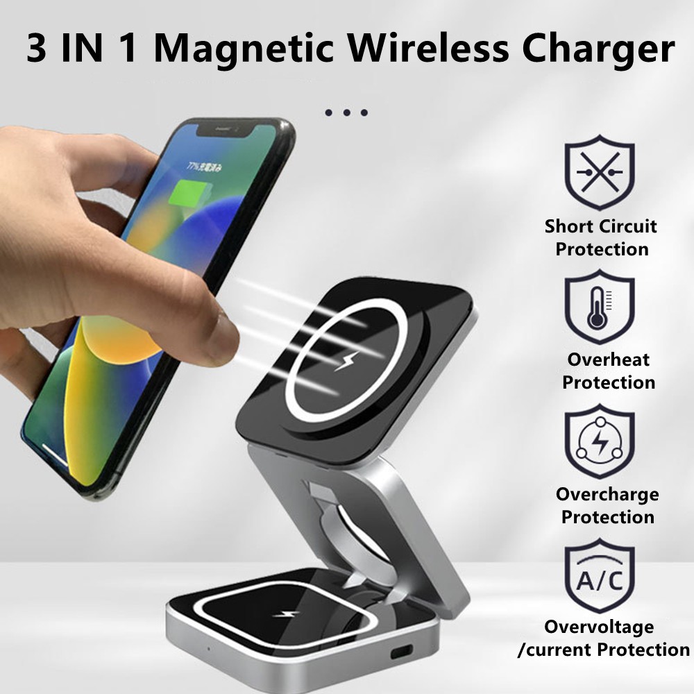 折りたたみ可能な磁気ワイヤレス充電器スタンドマグネットサムス - Wireless Charger Watch のレビューと価格