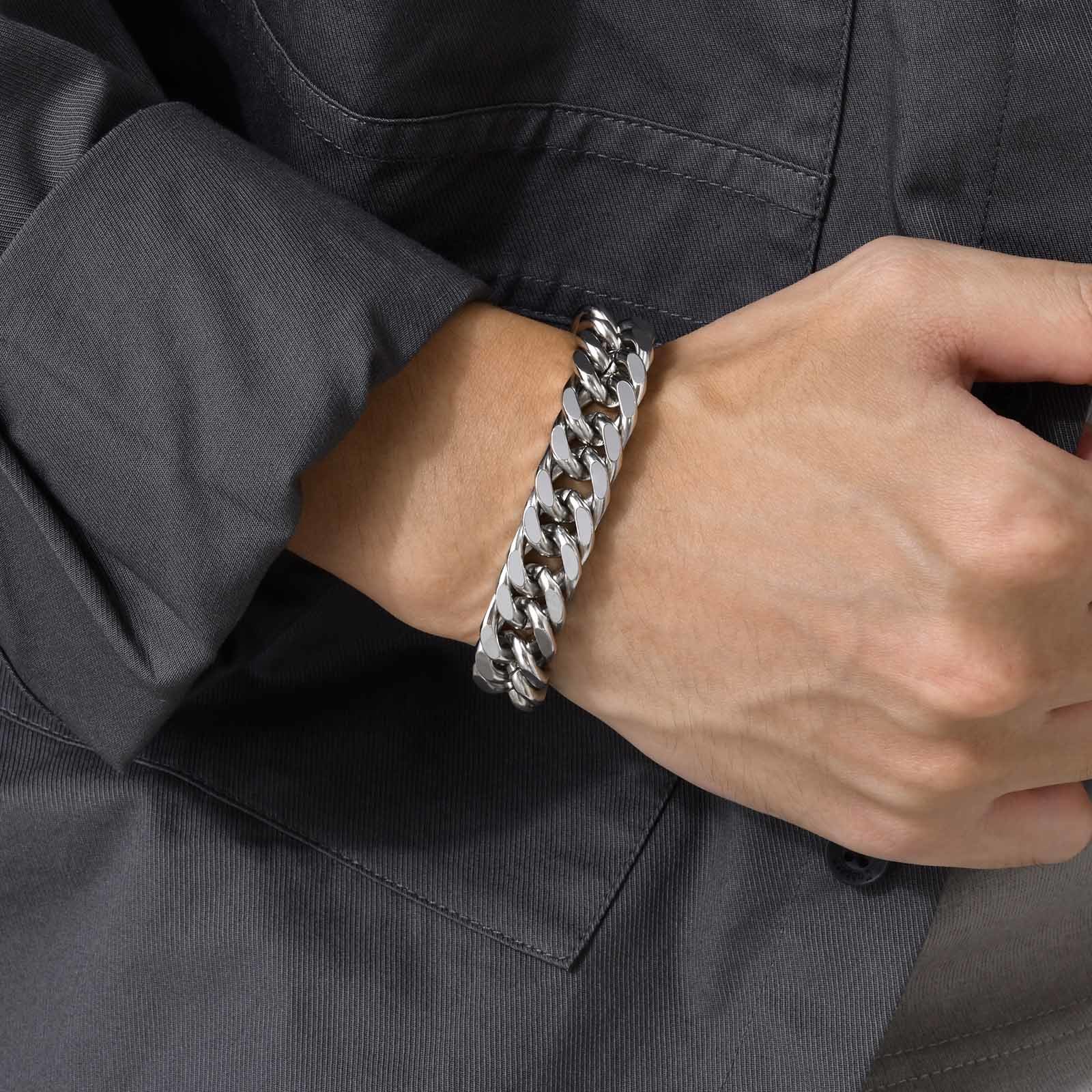 メンズチャンキー8/10/12/15MMステンレススチールキ - Ceramic Link Bracelet のレビューと価格