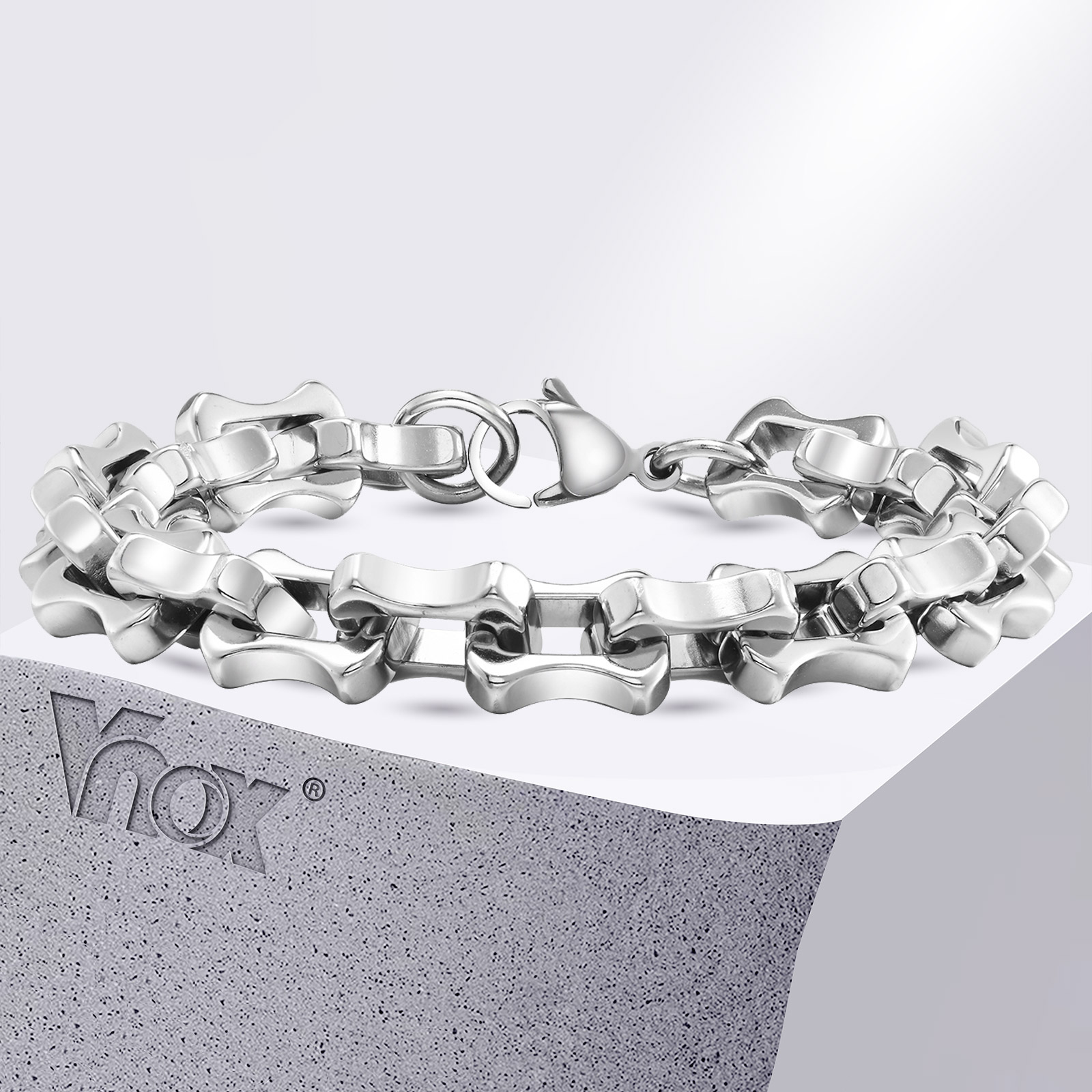 Vnox-男性用の頑丈な大胆なチェーンブレスレット,手作りの - Ceramic Link Bracelet のレビューと価格